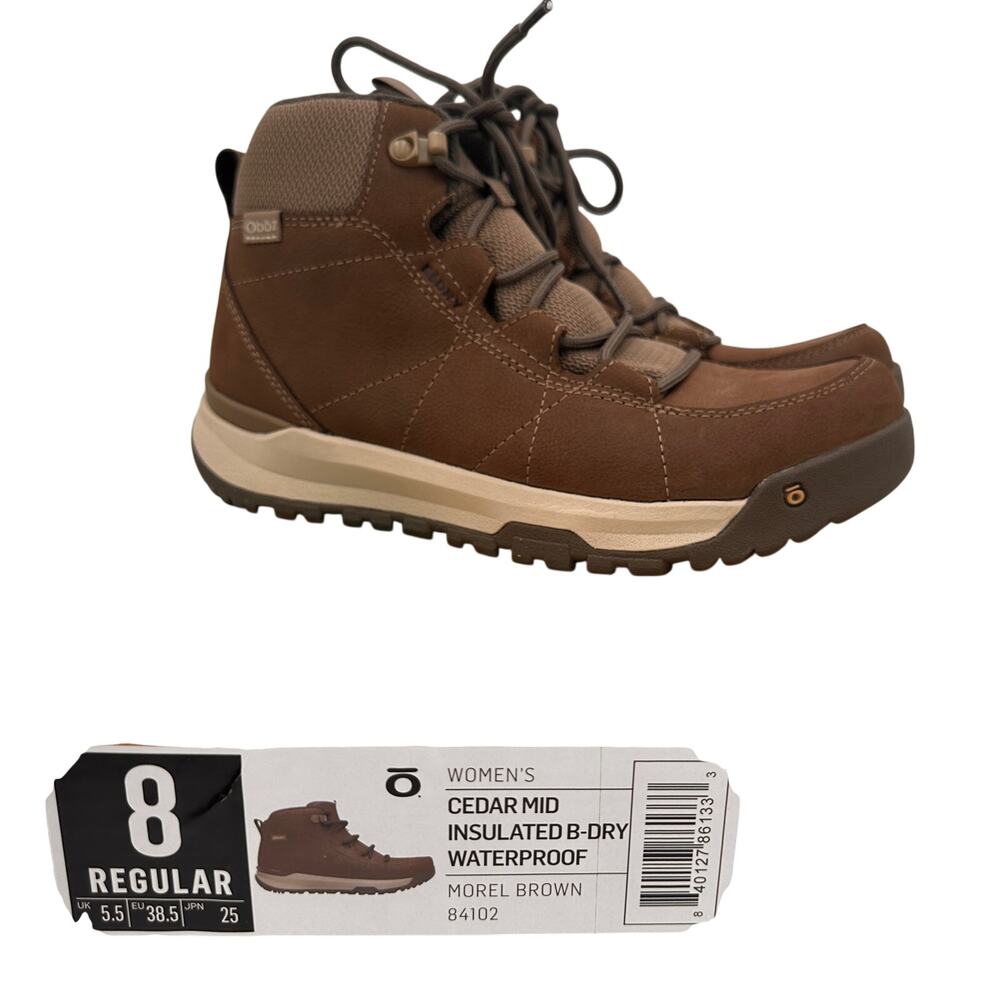 Oboz Women's Brown Cedar Mid Insulated B-Dry Waterproof Lace Up Boots New Size 8